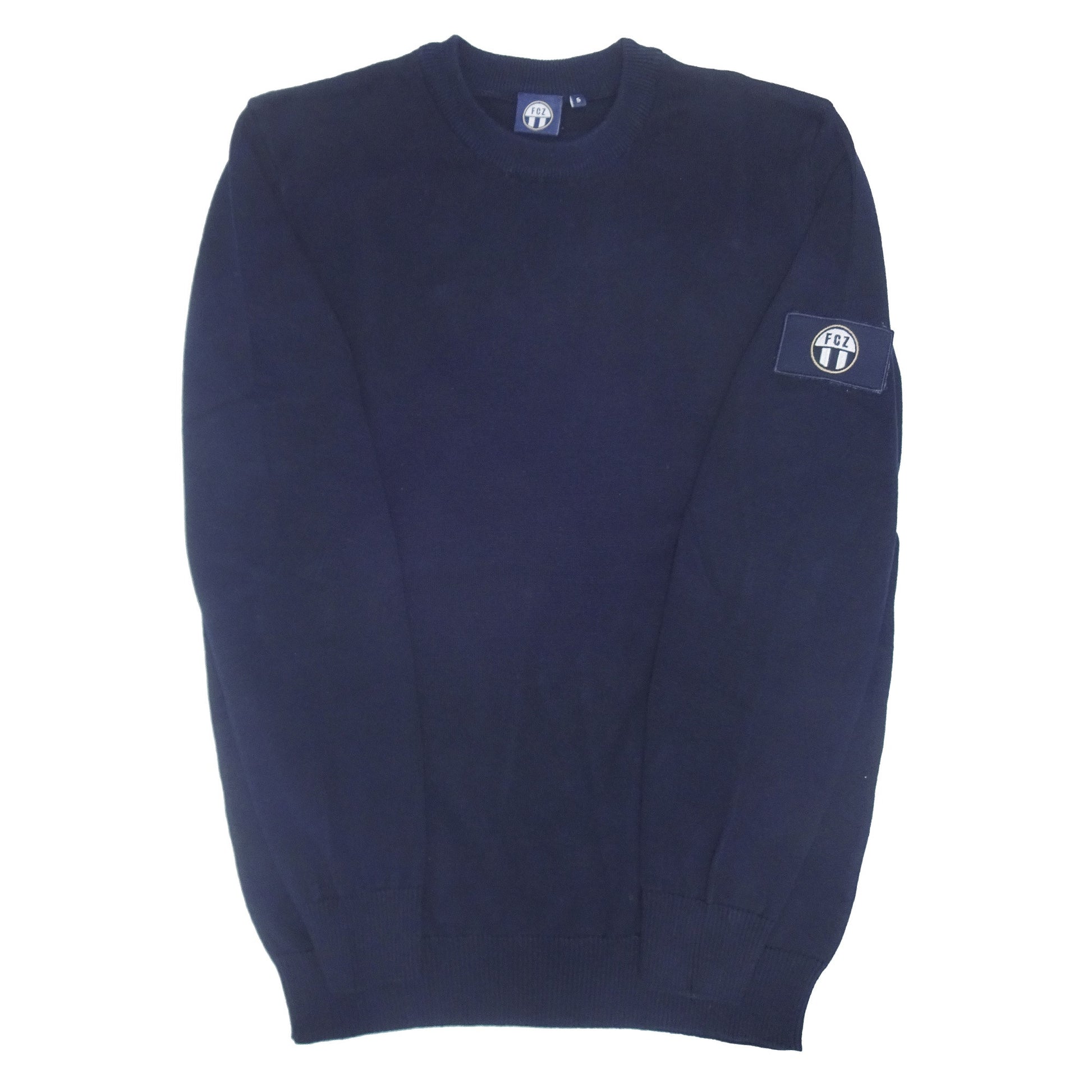 Strickpullover Logopatch dunkelblau 